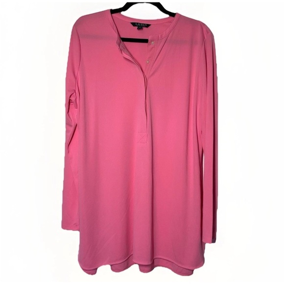 Lauren Ralph Lauren Tops - Lauren Ralph Lauren Top Tunic Blouse Womens Sz 1X Popover Pink Coquette Career